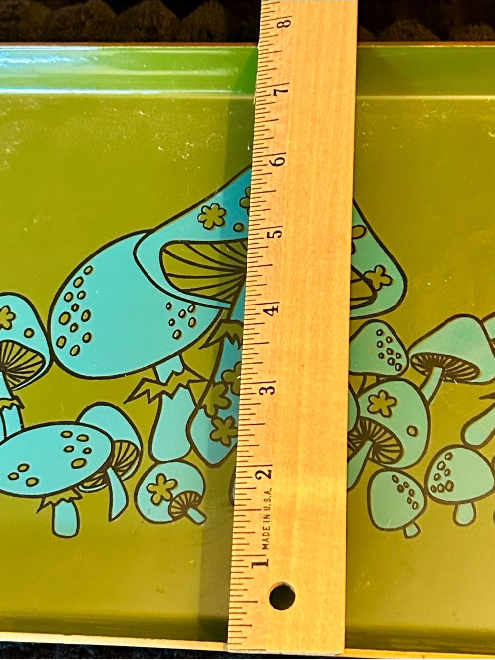 Vintage Takahashi Mushroom Tray Set 6pc Avocado Green Turquoise 70s Japan MCM - Picture 11 of 11